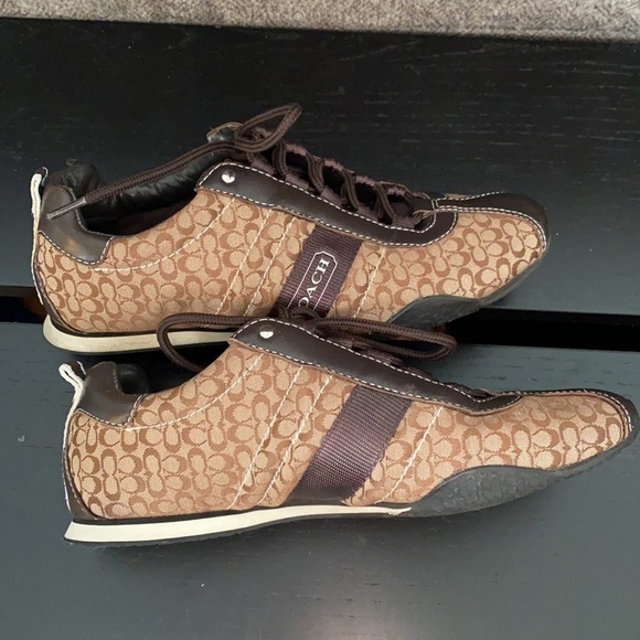 COACH Brown "Kelsie" Signature C Logo Sneakers Size 6.5 - Picture 7 of 13